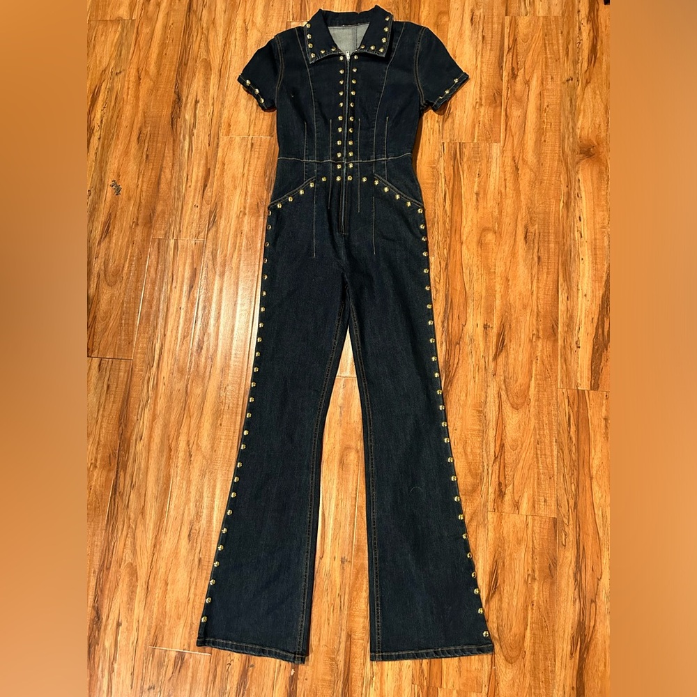 Studded Denim Jumpsuit Free People S